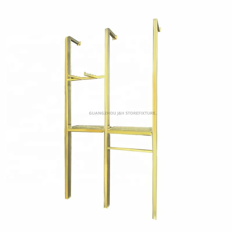 Boutique Clothing Store Display Racks Golden Wall Mounted Shoes Display Stand Handbag Display Shelf for Shop