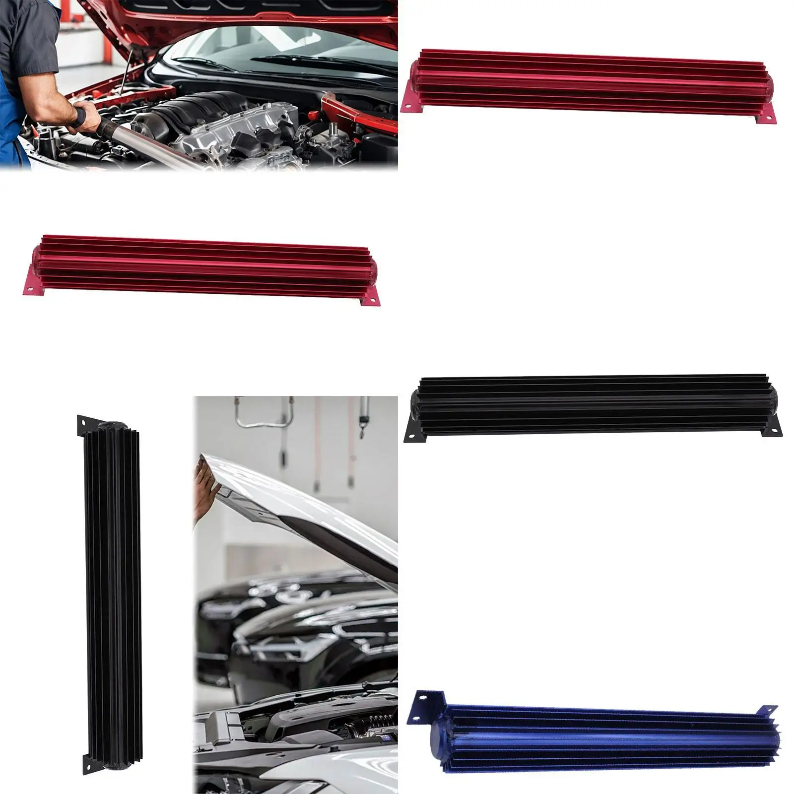 

Transmission Oil Cooler Tools Aluminum with Fitting 18" Pass Transmission Heat Sink for Truck Car Auto Vehicle