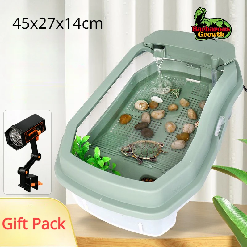 

Turtle Tank Container Reptile Detachable House Easy to Change Water Plastic Habitat with Areas to Breed Feed Swim Bask Fish Tank