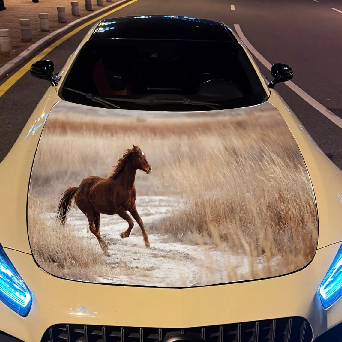 

Galloping horse print,car hood stickers,PVC waterproof Self adhesive car hood sticker,car hood decoration protection stickers,Au