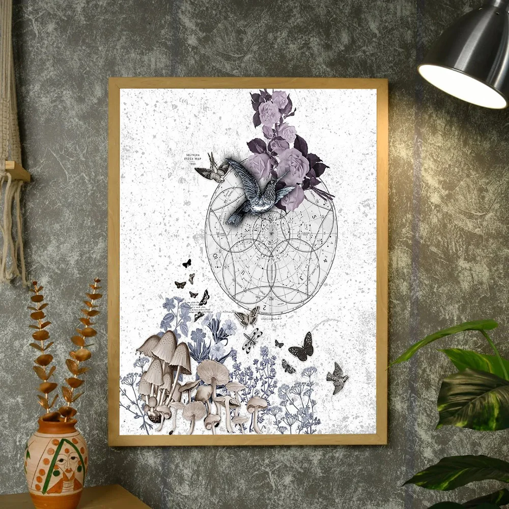 النباتية جدار الفن الفطر طباعة Cottagecore ديكور الطبيعة قماش الأزهار الفن خمر المشارك الجمالية غرفة ديكور الظلام الأكاديمية S #4