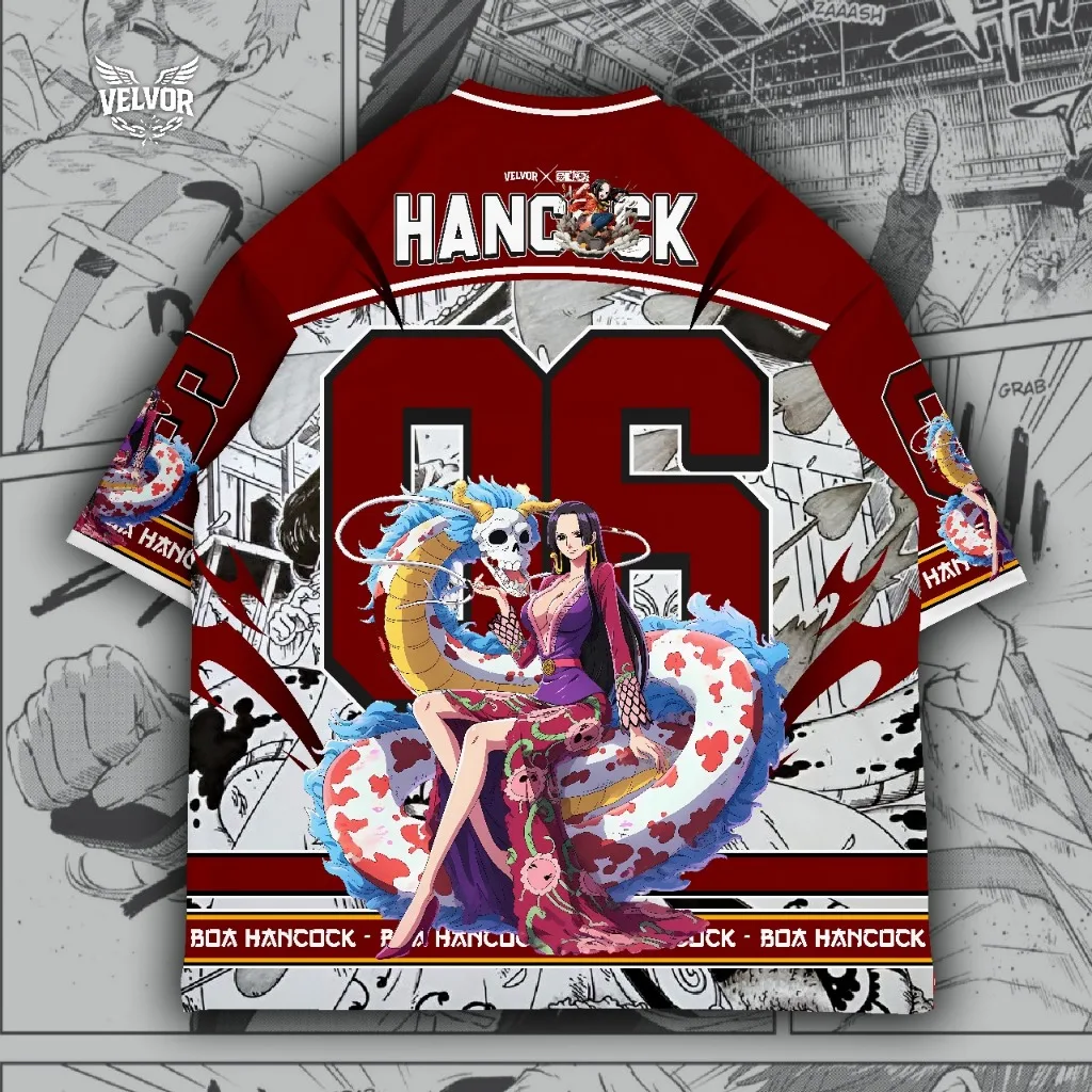 2026 New One Piece Boa Hancock 06 Jersey T-shirt, Men's Anime Pirate Empress Graphic Mesh Streetwear Tee, Casual Hip Hop Top