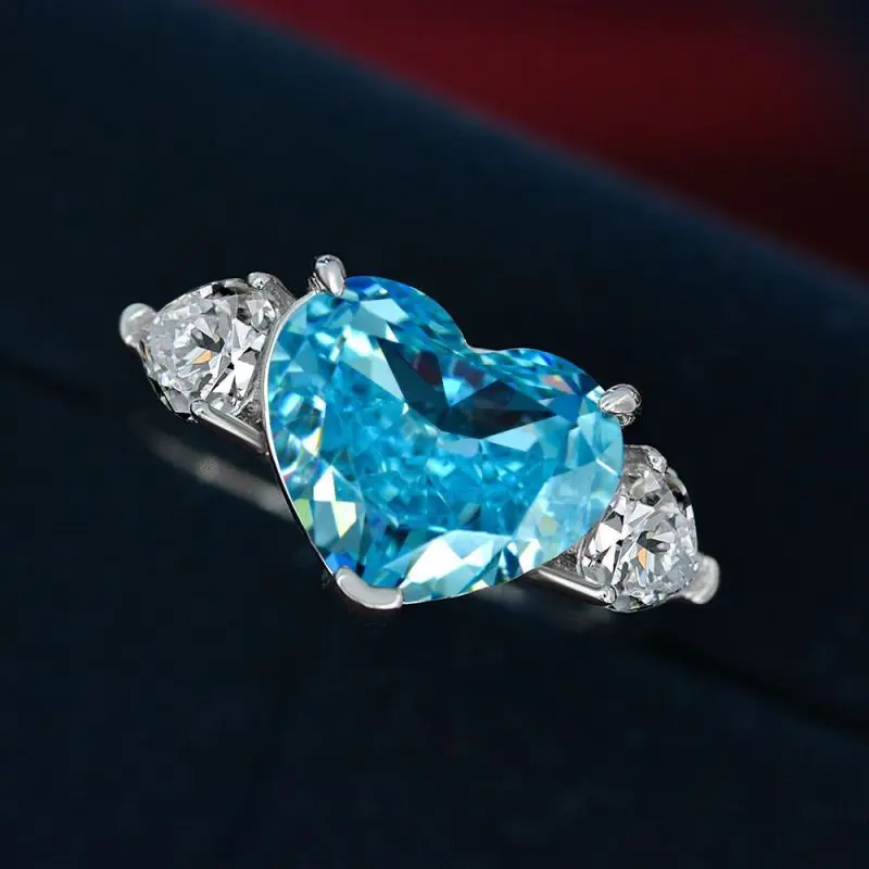 

Apaison Bridal Rings for Women 100% 925 Sterling Silver Luxury Sky Blue Diamond Ring Wedding Female Fine Jewelry Wholesale