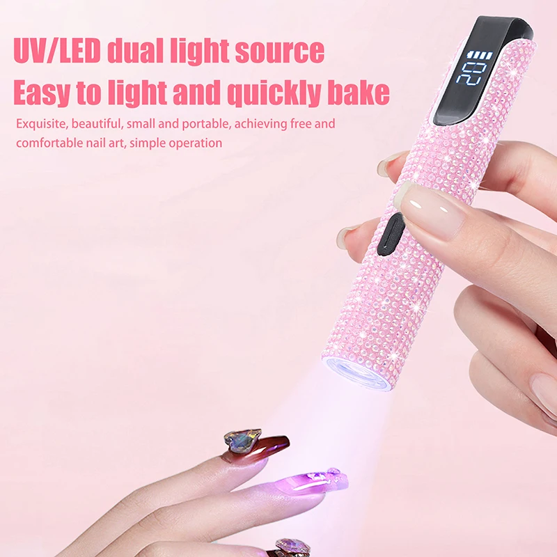 Pink Handheld UV Light Mini Nail Light For Gel Nail Polish Portable LED Nail Lamp 3W Rechargeable USB Fast Curing Nail Dryer