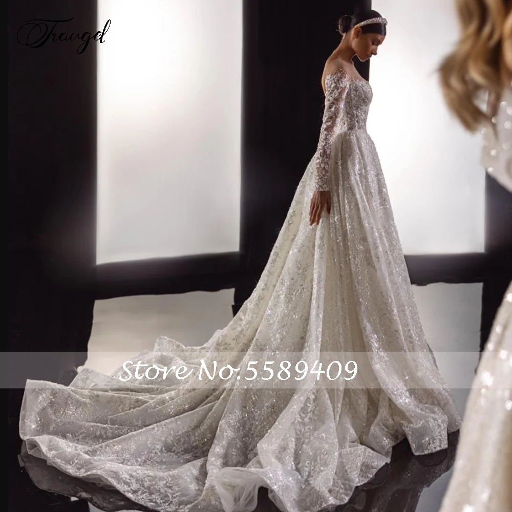 Customized A-Line Delicate O-Neck Wedding Dresses Lace Embroidery Court Train Vestido De Novia Charming Vintage Robe De Mariee