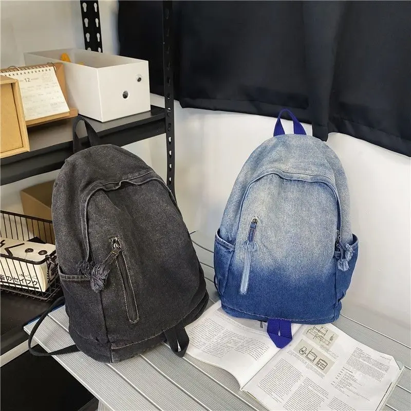 Ransel kanvas gradien Fashion Vintage baru, tas punggung sekolah kapasitas tinggi untuk mahasiswa, ransel perjalanan