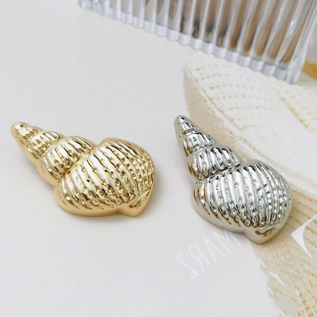 6 Stück/Set 38MM Metall-Knöpfe in Muschelform, Einfache Verzierungsknöpfe für Kleidung, DIY-Nähzubehör