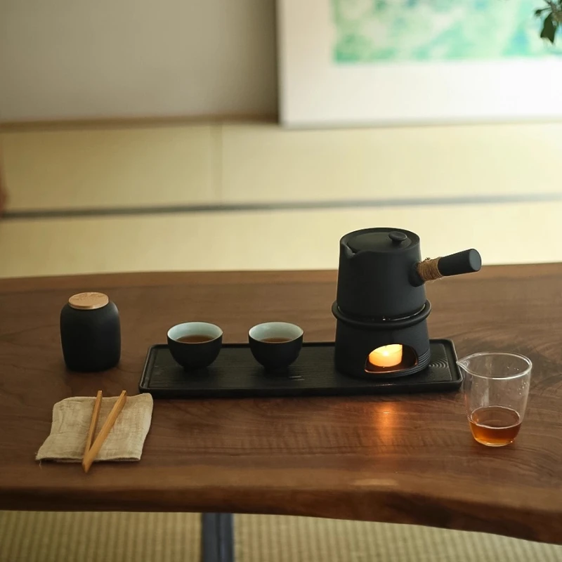 

Japanese Style Kung Fu Tea Set with Electric Warmer,Antique Design Ceramic Teapot & Cups, Portable Mini Tea Brewing Kit for Home