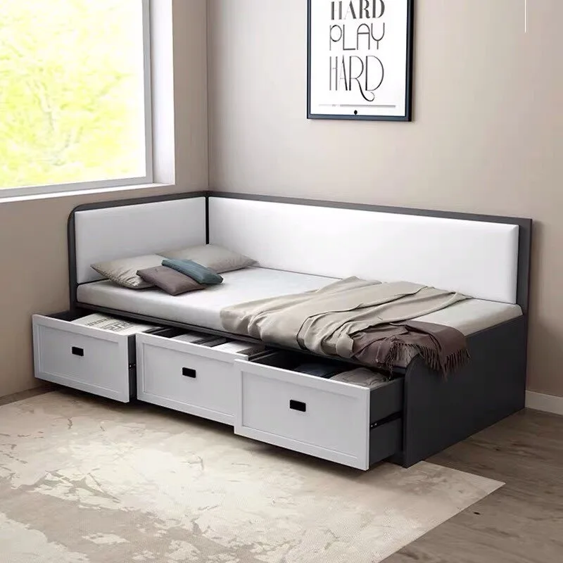 Custom Small Apartment Multifunctional Tatami Single High Box Storage Bed Living Room 1 Meter Sofa Bed With Storage For Bedroom