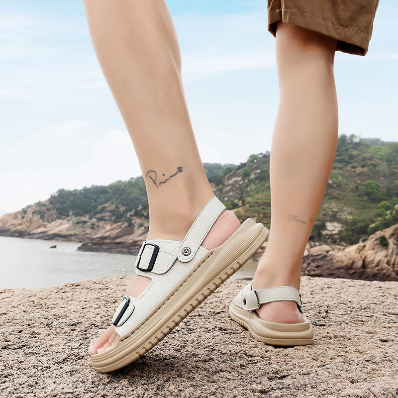 Men's Roman Sandals Thick Bottom Shoes Casual Comfortable Slippers Thick Sole Height Increase Summer Open-Toe Beach Shoes ﻿