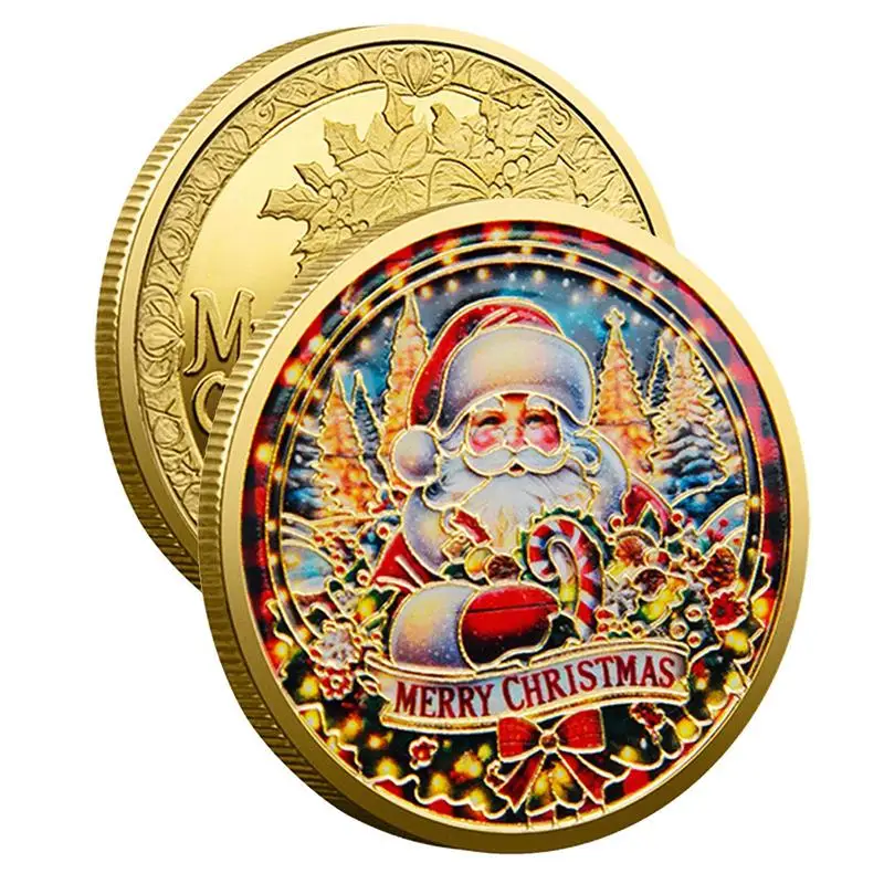 Christmas Coin Santa Claus Snowman Challenge Coin Christmas Commemorative Coin Collectible Coin Souvenir For Christmas Stocking