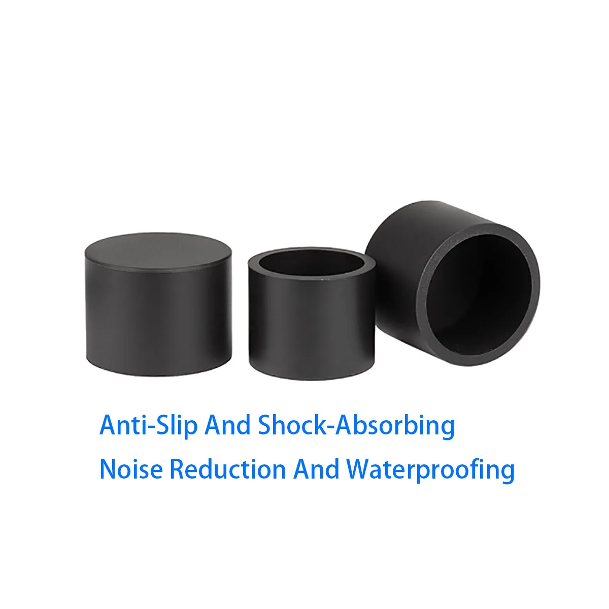Black Circular Silicone Rubber Tube Table and Chair Foot Pad Protective Cover 3-102.5mm