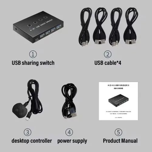 Imagen 2 del producto Conmutador KVM USB3.0 de 4 entradas y 4 salidas, controlador compartido, adaptador Hub, conmutador divisor de impresora USB2.0 para PC, portátil, teclado, ratón, Monitor