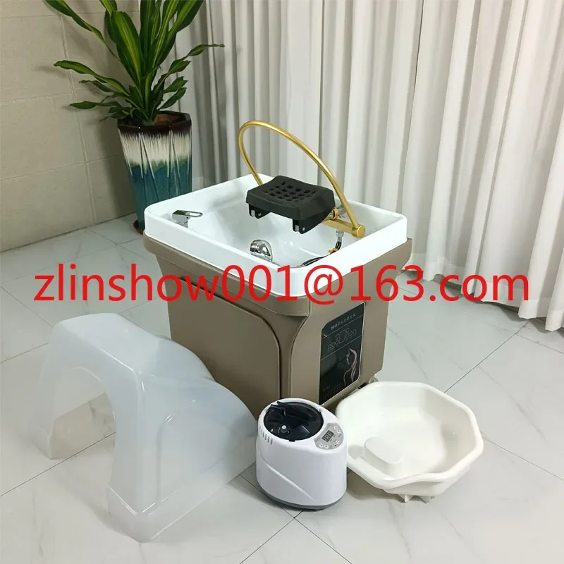 

New Mobile Shampoo Basin Barber Shop Spa Fumigation Water Circulation Head Treatment Facial Bed Massage Couch Shampoo Chair