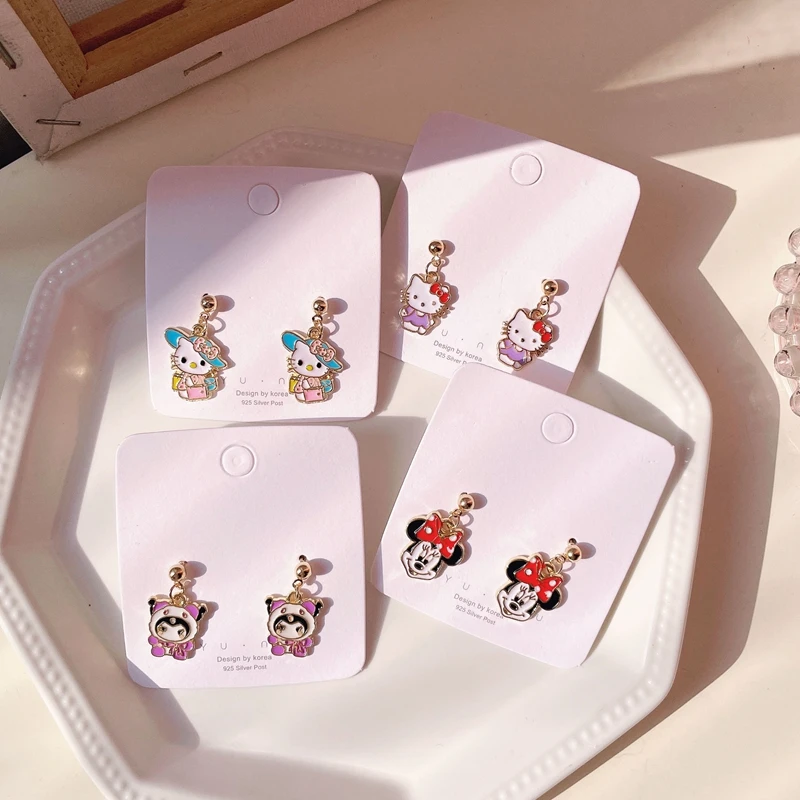 Disney Mickey Mouse orecchini a bottone per le donne simpatici orecchini pendenti Minnie ragazza compleanno argento ago accessorio bambini studenti