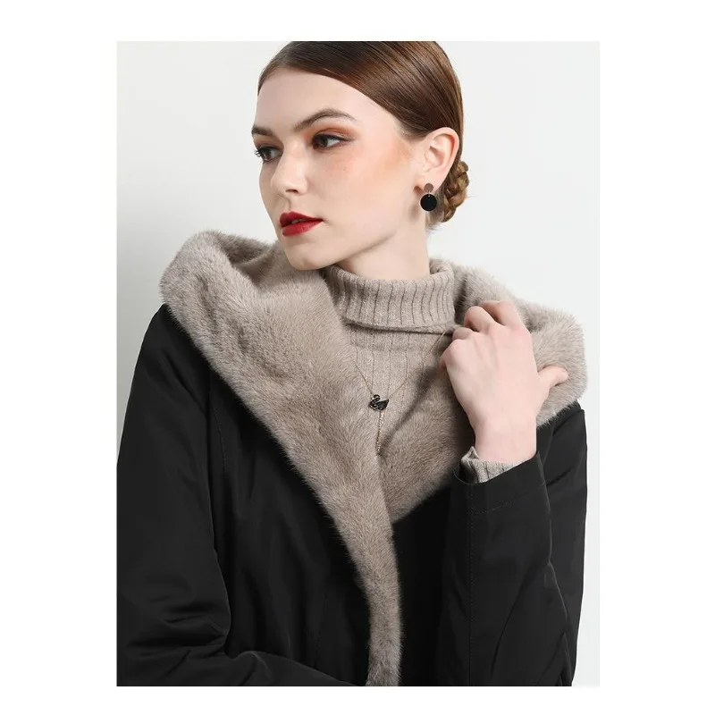 Europa Ameryka Damska Imitacja Futra Norki Podszewka Średniej Długości Płaszcz Imitacja Norki Za Kolano Nowe Ubrania Bawełniane Kurtka Aksamitna