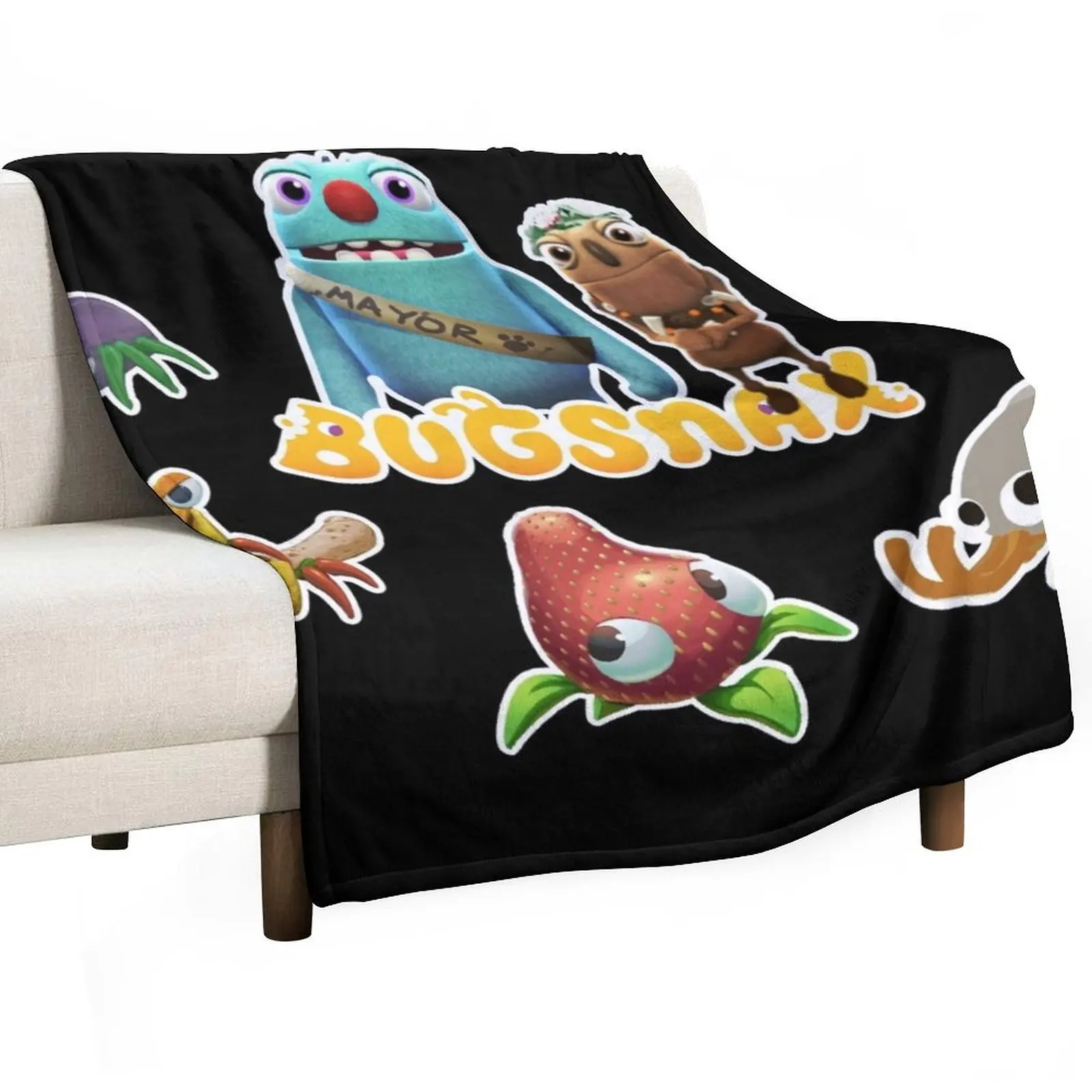 Bugsnax Fan Art Pack Bugsnax Grumps and BugSnax Characters Mayor Filbo Throw Blanket Easy Care Comfortable Blanket for Couch