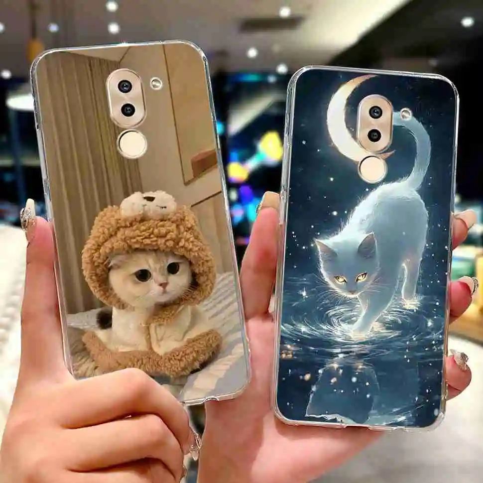 Для Huawei Honor 6X BLN-AL10 Чехол с милой мультяшной росписью, мягкий силиконовый чехол из ТПУ для Honor 6X 6x BLN-L21 5,5 дюйма, популярный чехол с изображением кошек
