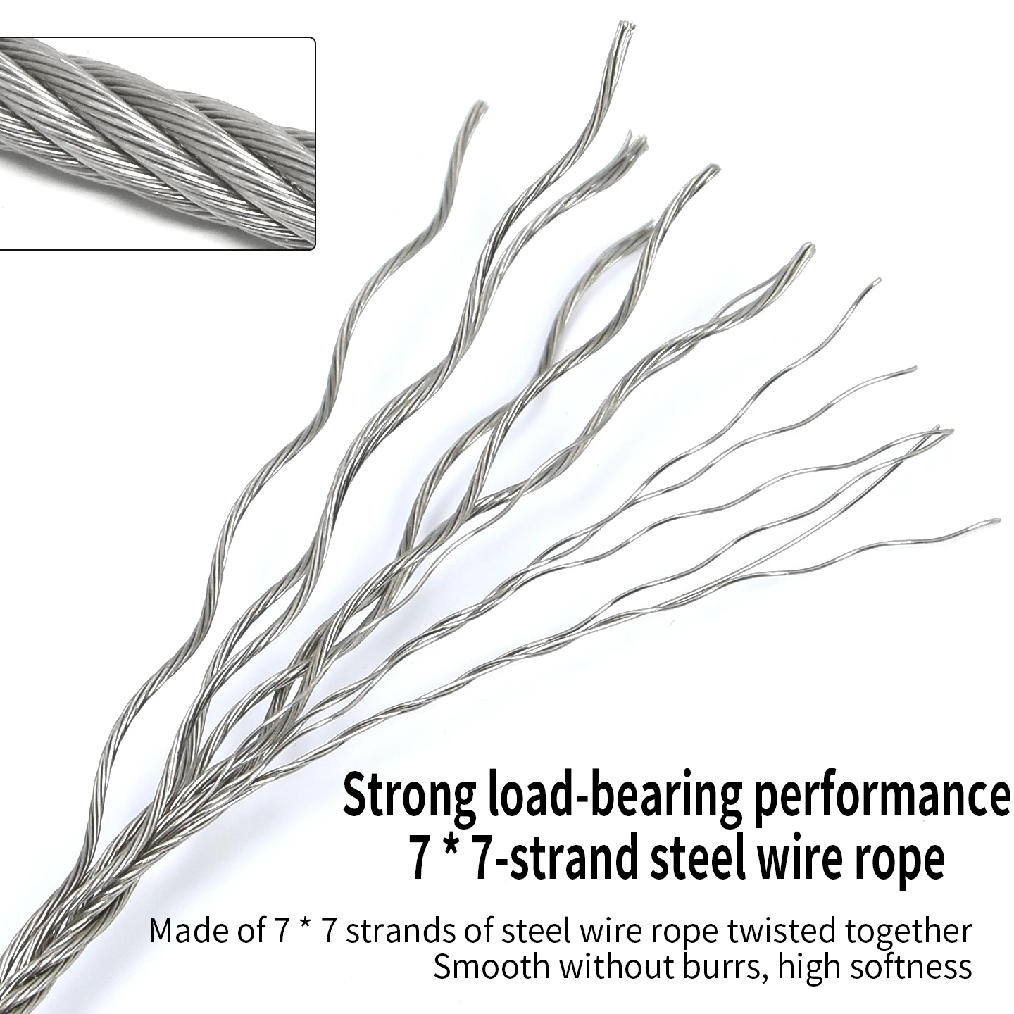 4PCS 1.5mm Stainless Steel Wire Rope, End with Loop, M3/M4/M5/M6/M8/M10 Crimping Joint, Wire Safety Rope image 6