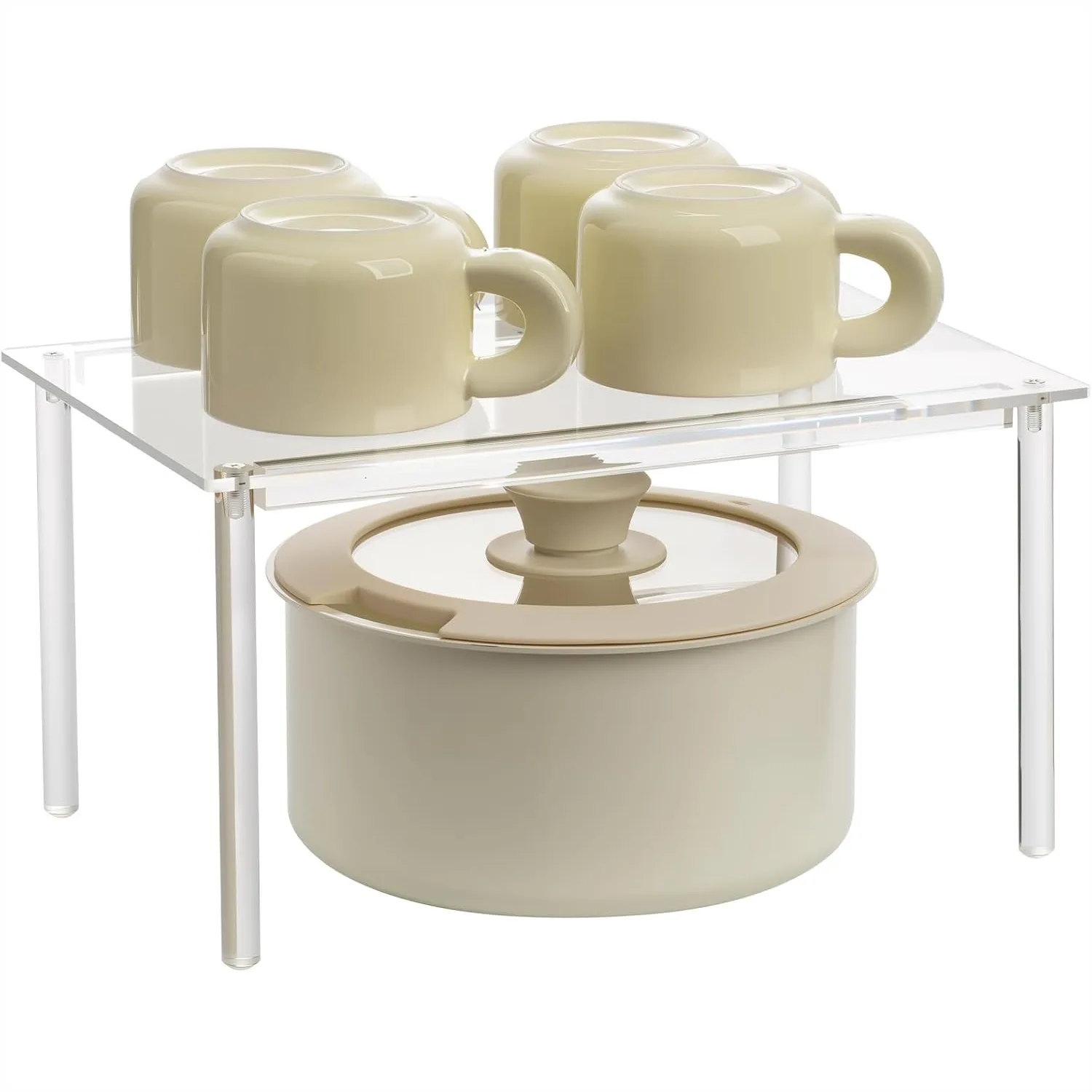 Organizador de Acrílico para Encimera de Cocina, Estante Transparente para Especias con Elevadores de Estante para Almacenamiento en Baño, Escritorio o Armario