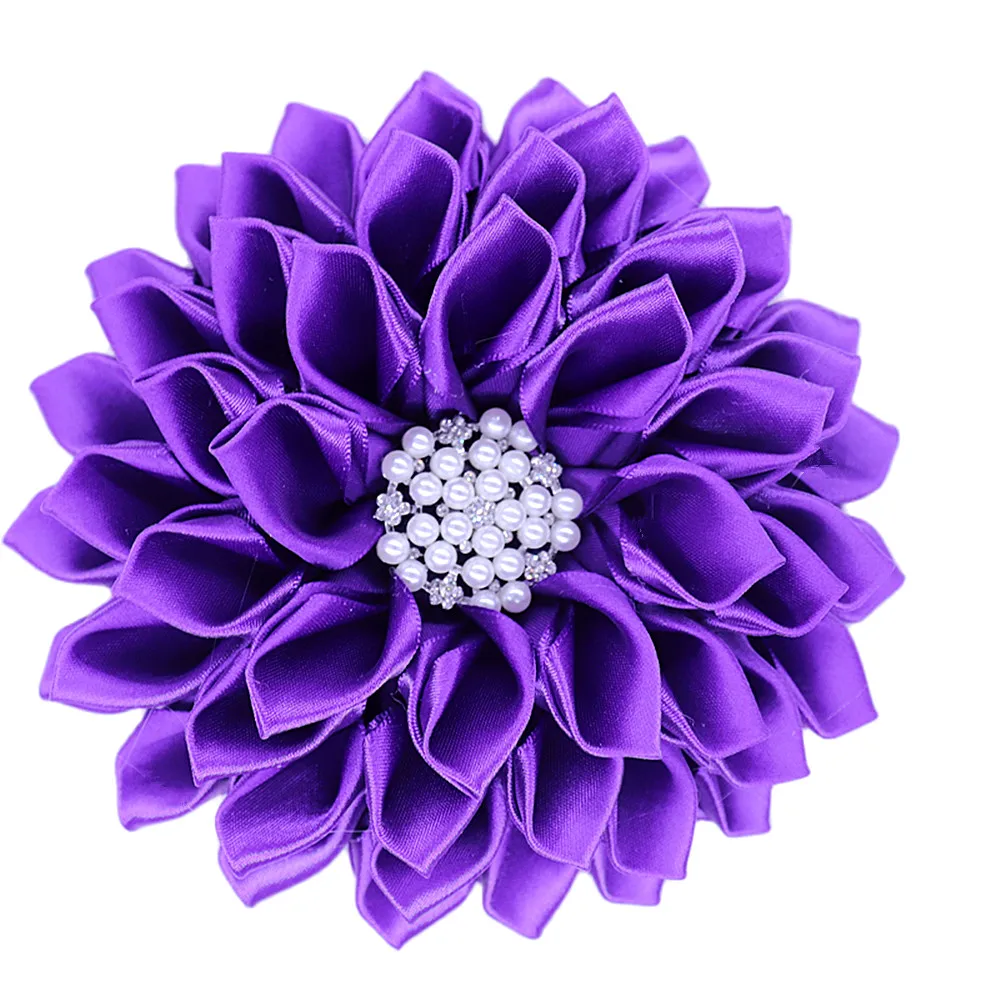 Pure Purple Corsage Ribbon Pearl Flower Greek Soror Dear Detla Violet Brooch Pin Jewelry