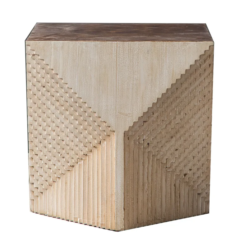 

European home coffee table, coffee shop retro square table American country, living room sofa edge table