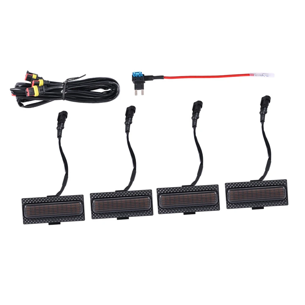 

Smoked Lens Amber LED Grille Light Kit for Jeep Wrangler JL 2024-2025 Front Bumper Grill Raptor Style Signal Lamp 1 Set