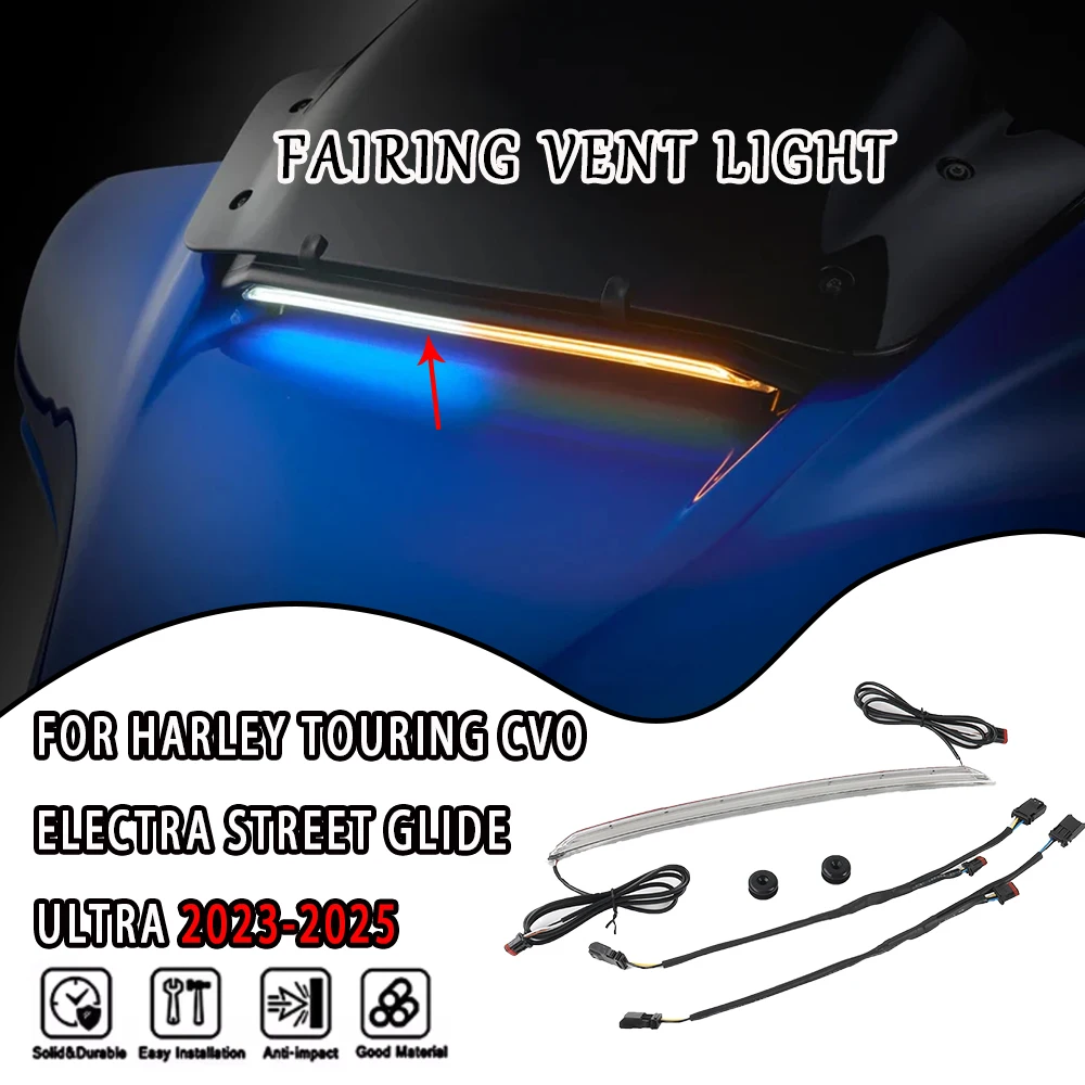 

Новый светодиодный указатель поворота центральной вентиляции лобового стекла для мотоцикла Harley Davidson, универсал CVO Electra Street Glide Ultra 20.