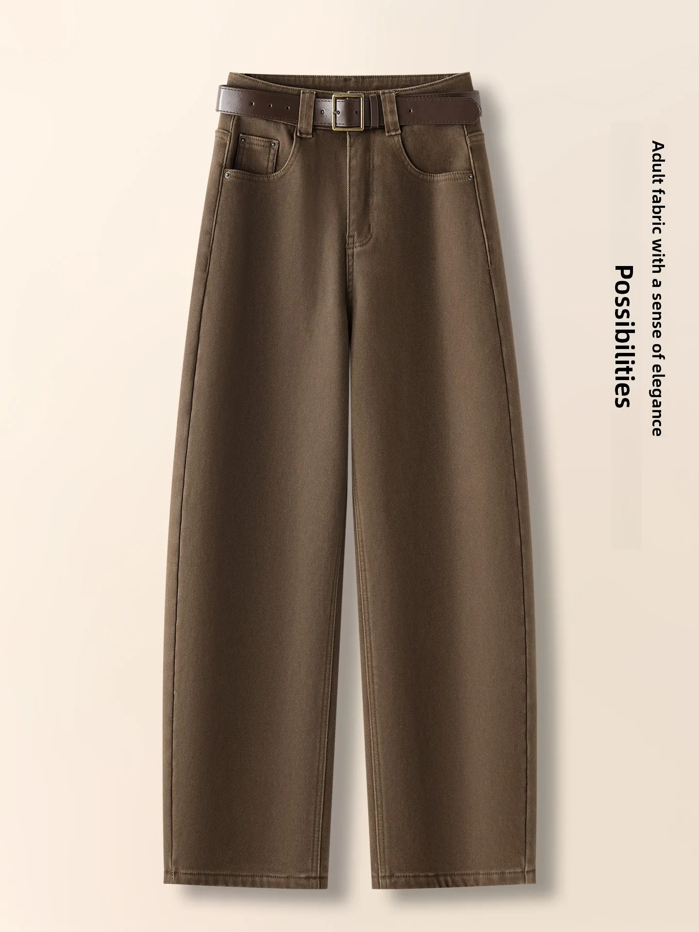 

High Waist Fleece Lined Thickened Knife Denim Jeans Women's Autumn Winter New Fashion Popular Wide Leg Banana Pants Casual