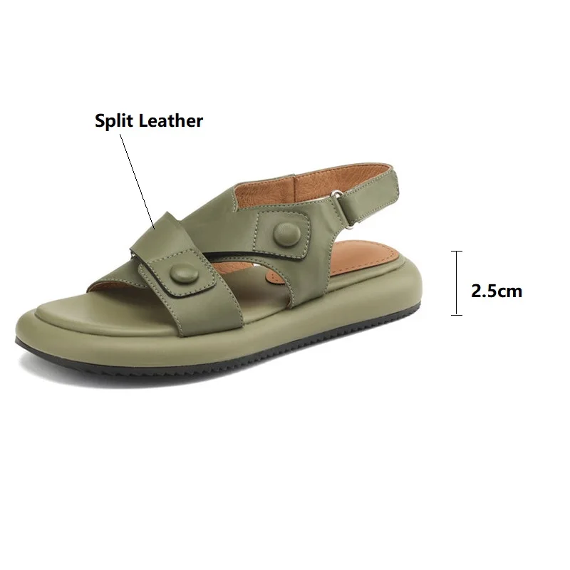 New Summer Sandals Women 2023 Fashion Platform Sandals Casual Round Toe Sandals Shoes for Women Split Leather Flat Shoes