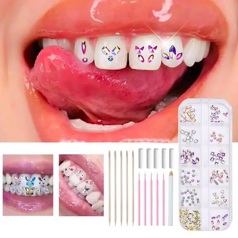 Shining Tooth Crystals Diamonds Set Tooth Gem Kit Sparkling Tooth Decoration Tool for Both Beginners and  Beauty Enthusiasts