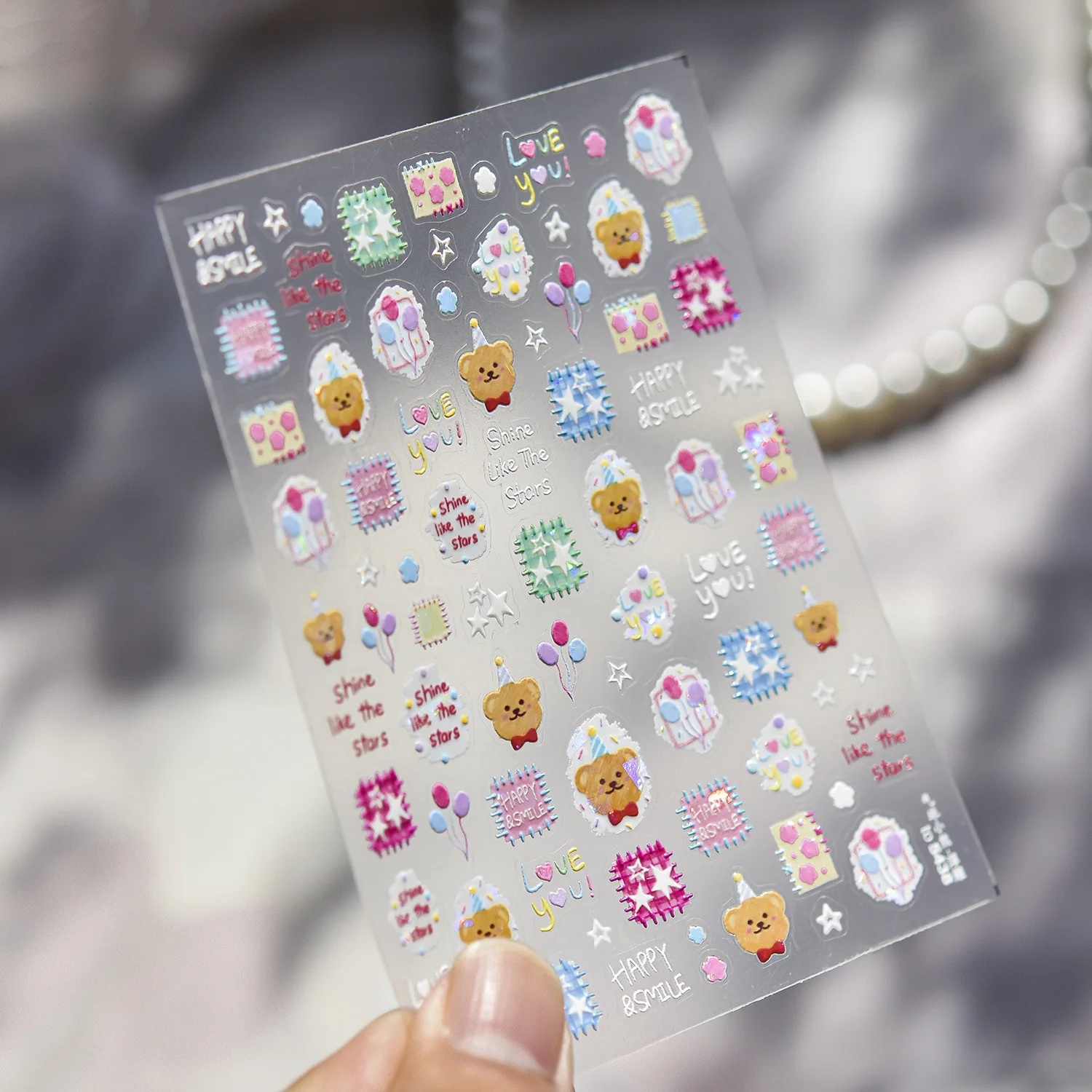 1 ورقة عالية الجودة مسمار الفن ملصقات لطيف بسيط الكتابة على الجدران عيد ميلاد الدب الفن DIY بها بنفسك مانيكير ملصق الديكور T-5438