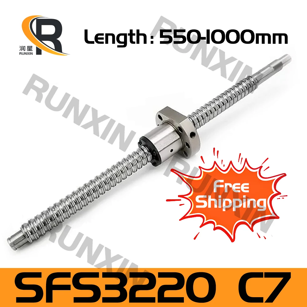 

RXTNC Ballscrew machined C7 SFS3220 L550-1000mm with flange roller single ball nut BK/BF end Machined for CNC part