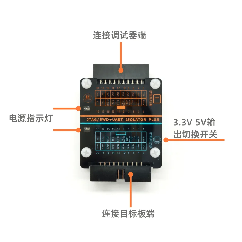 The High-voltage Isolation Simulator Adapter Board Supports JTAG/SWD/serial Port of JLink/STLink/DAPlink