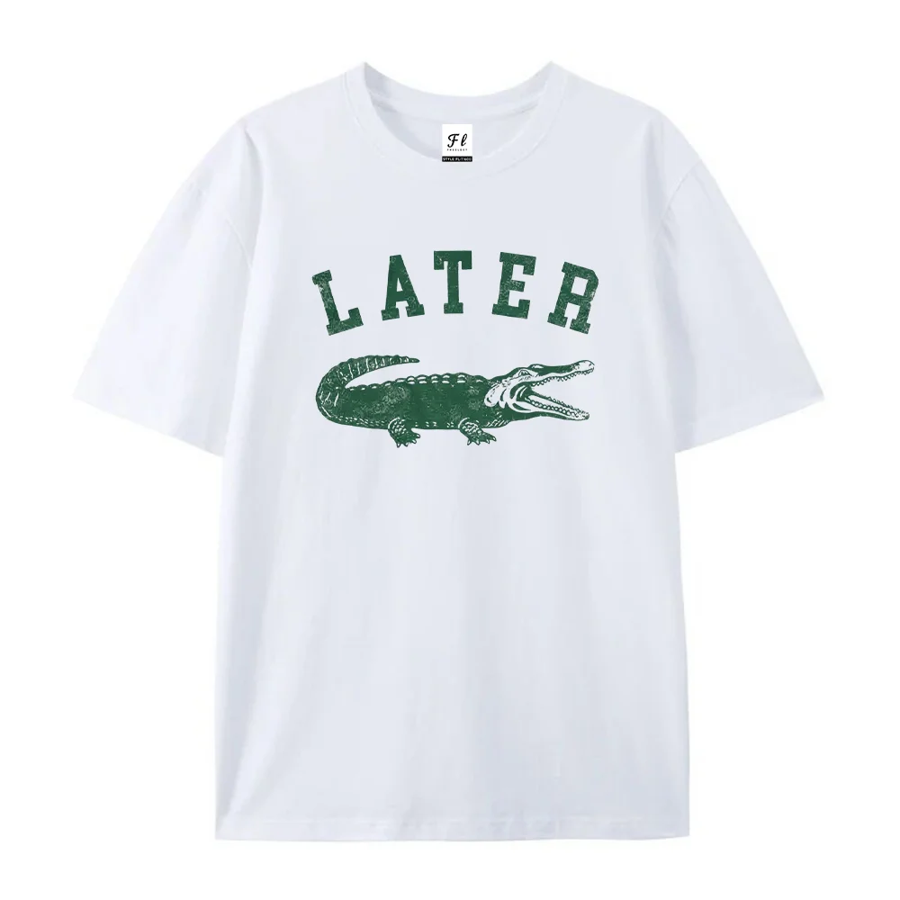 Mens Crocodile Graphic T Shirts Later Alligator Letter Print Short Sleeve Casual Summer Cotton Tee Tops