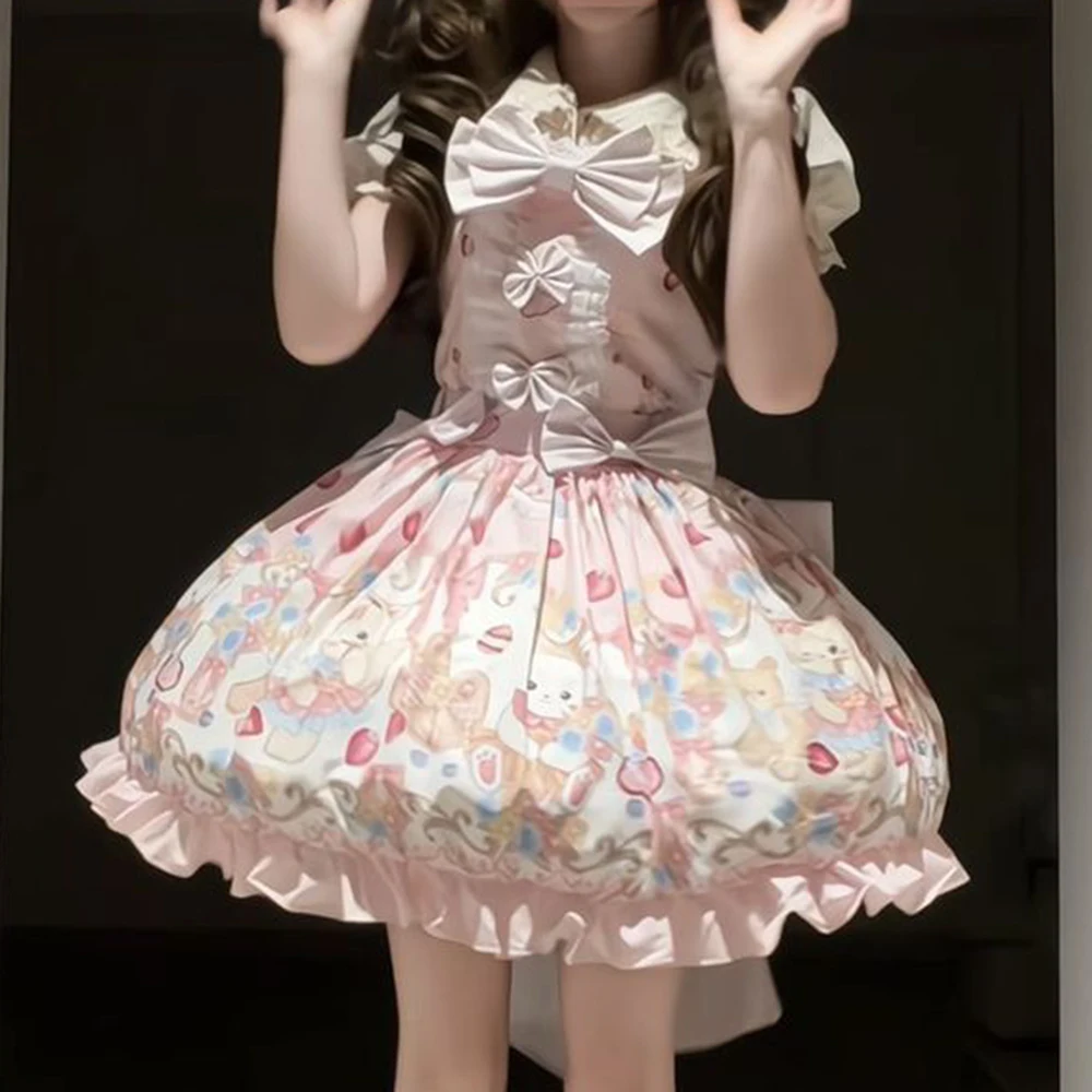 Sweet Dream Original Lolita [Sweet Berry Rabbit Tea Party] Sweet and Cute Dress Dress Jsk Lolita L  Regular Fit