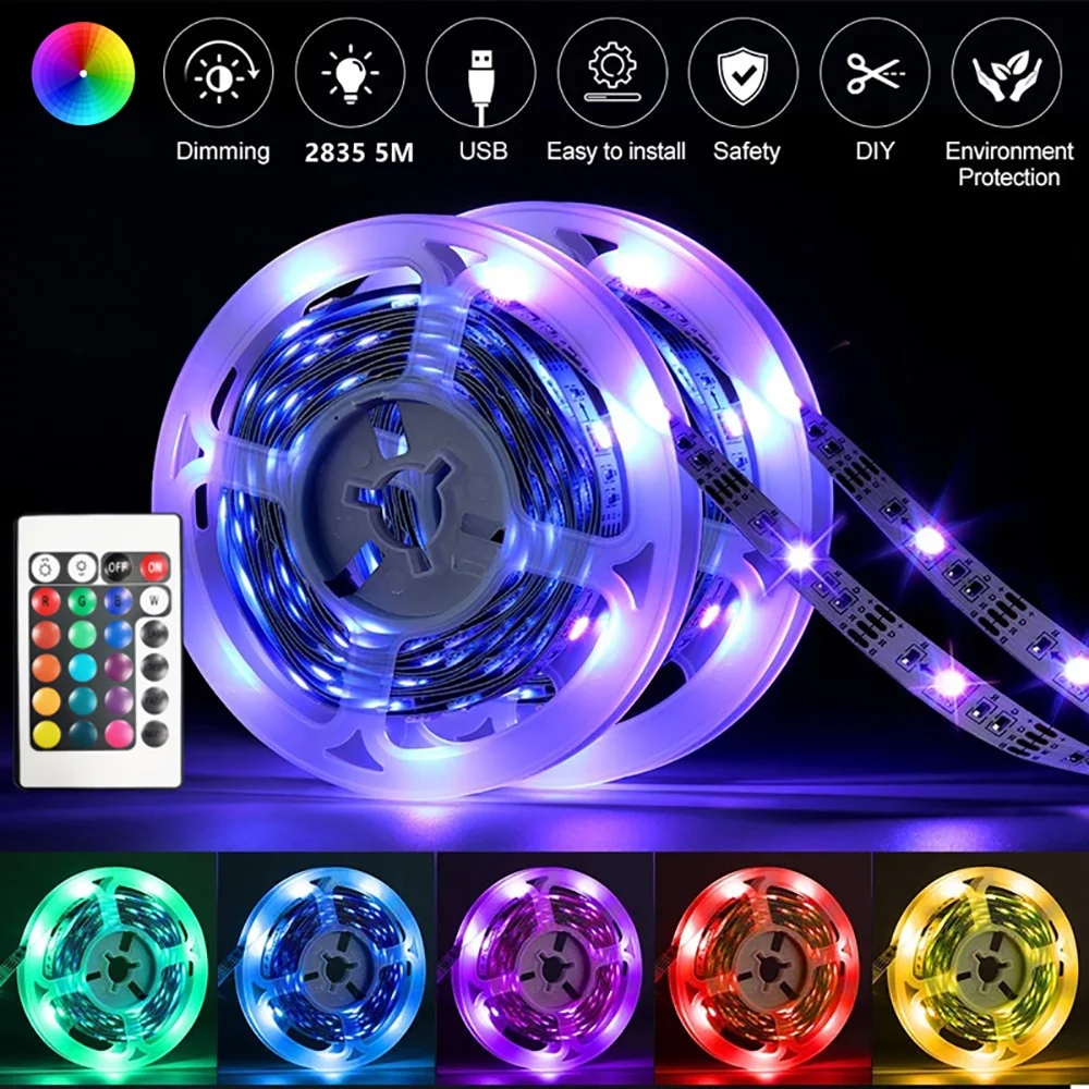 RGB LED Strip Lights 5050 Bluetooth APP IR Remote Control USB 1M 2M 3M 4M 5M 10M 15M 20M Festival Deco Backlight For Home