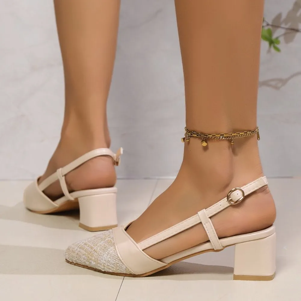 Damen Neue Baotou Sandalen 2026 – Lässige spitze High Heels für Outdoor-Mode mit Schnalle, bequeme Plateau-Sandaletten, Einzelschuh, Zapatos – Detail 2