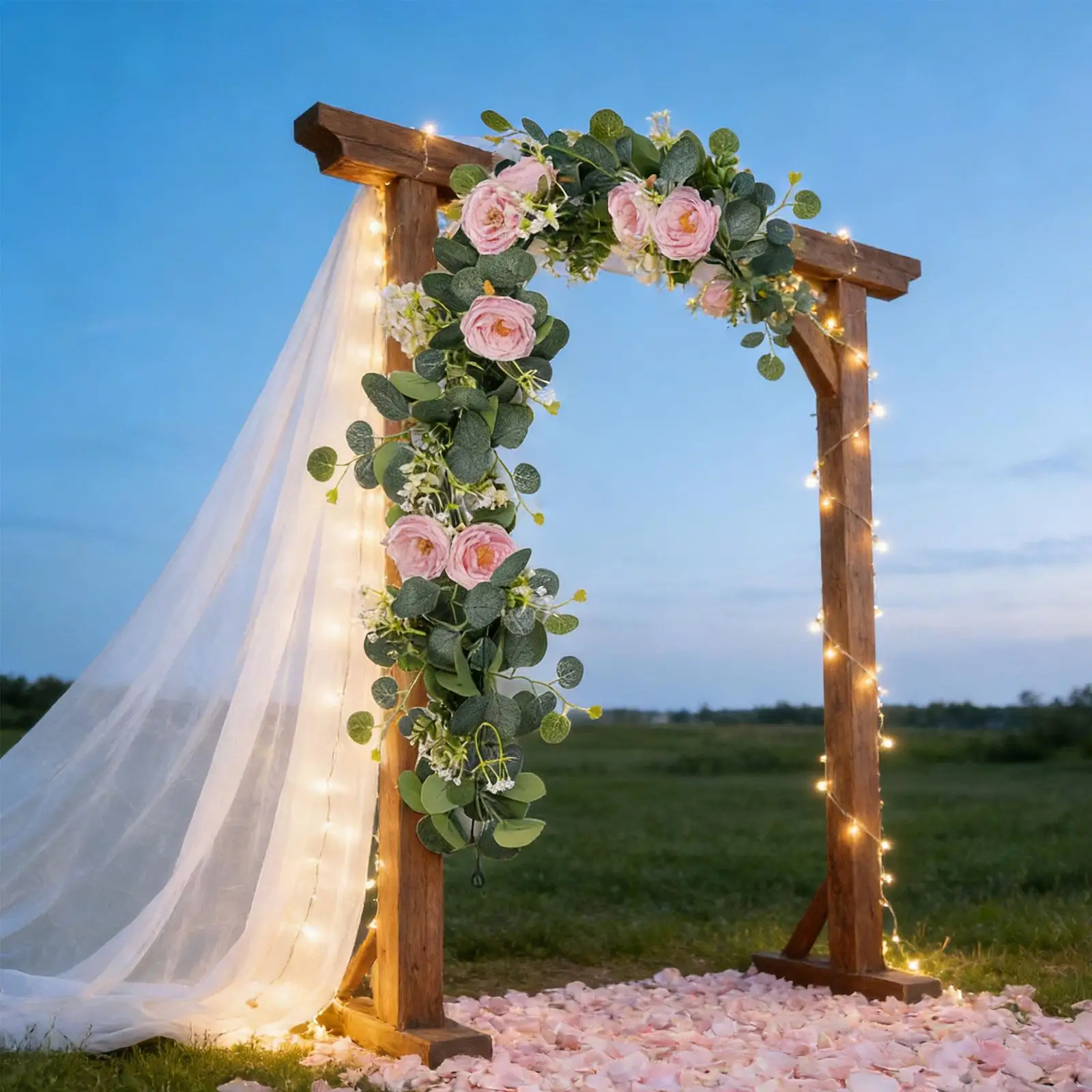 

Greenery Garland Artificial Rose Garland Fake Eucalyptus Eucalyptus Garland with Flowers Silk Flower Vine for Backdrop Decor