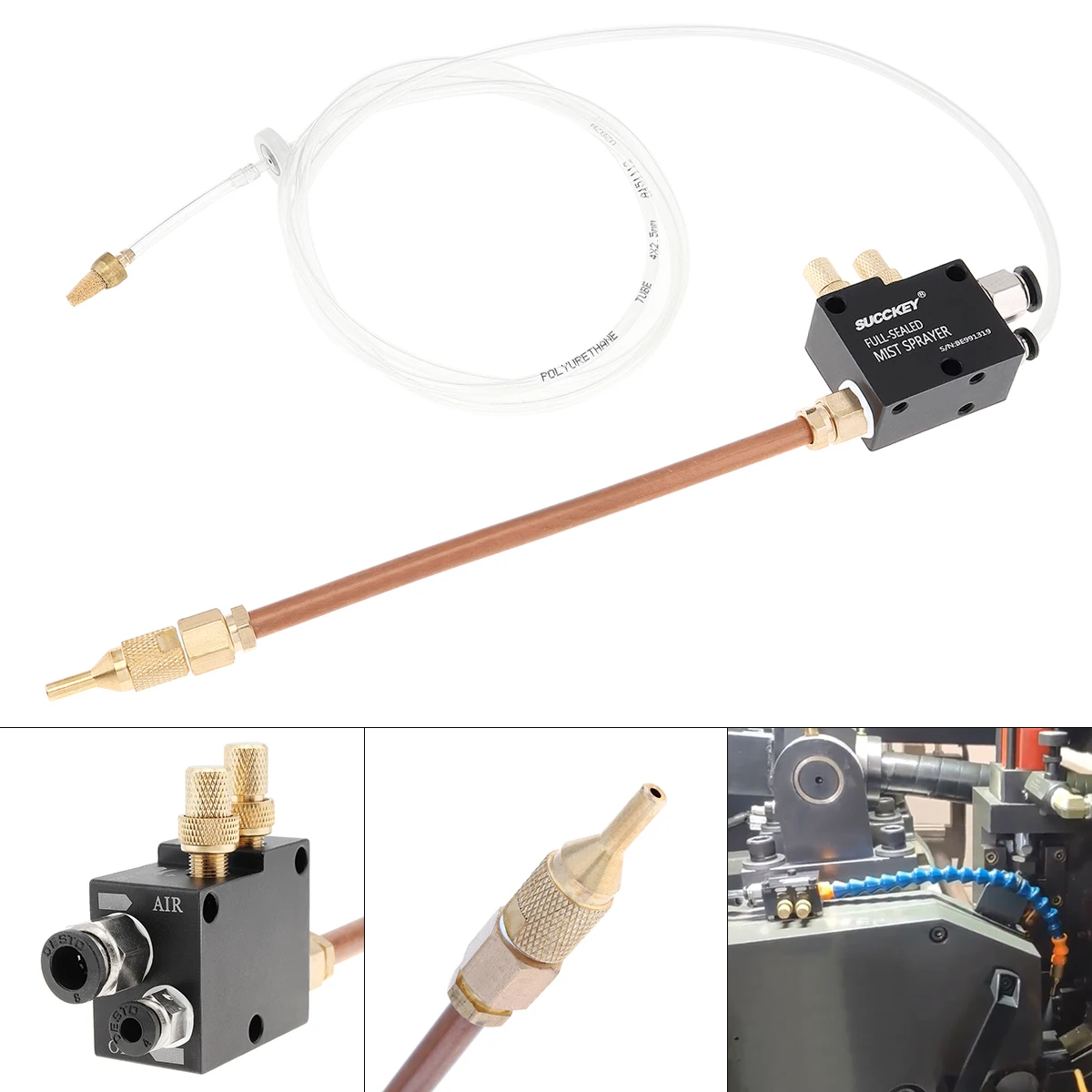 

Precision Mist Coolant Lubrication Spray System with 20cm Copper Pipe for Metal Cutting Engraving Cooling Machine/CNC Lathe