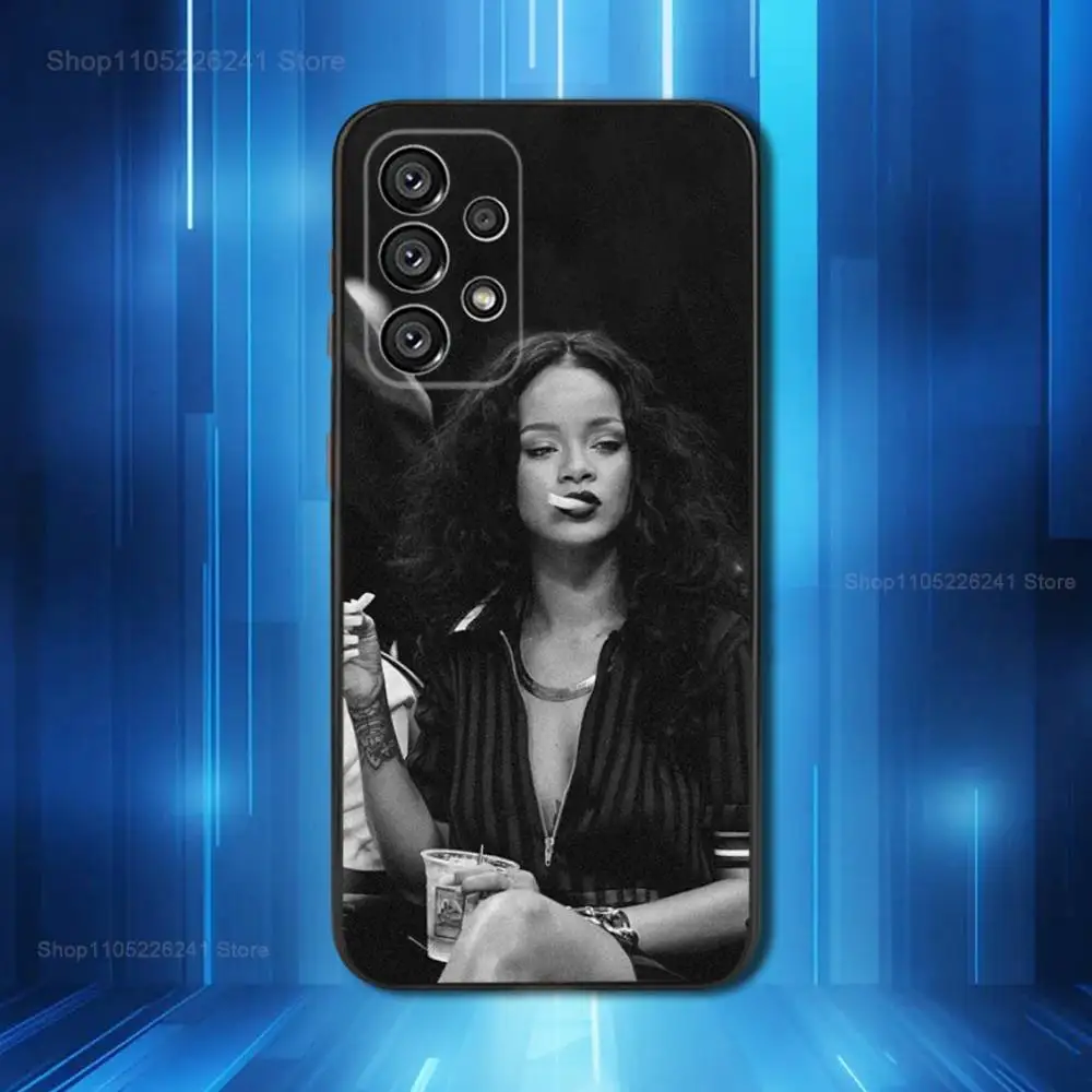 Singer R-RIHANNA-ES Cool For Samsung Galaxy A53,31,52,72,41,22,73,32,71,Note,J7,8,9,5G Soft Black Silicone Phone Case