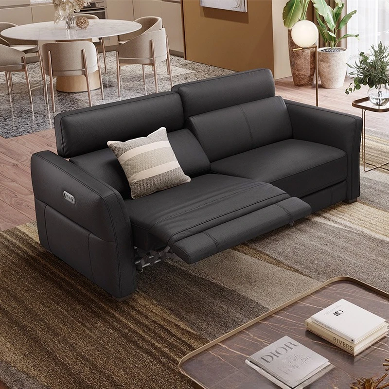 Italian minimalist leather sofa combination small apartment living room   function cabin electric cinema intelligent electric