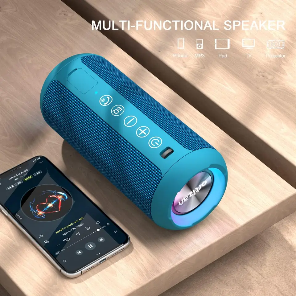 Ortizan-ポータブルBluetoothスピーカー,低音ブースト付きスピーカー