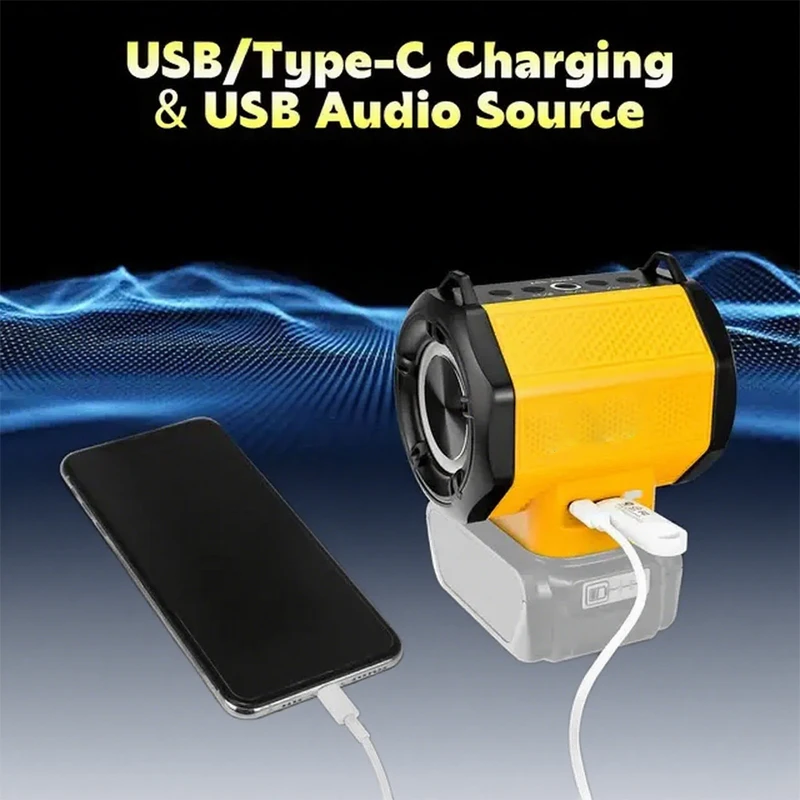 

Wireless Bluetooth Speaker, For Makita/Dewalt18V 20V Li-ion Battery IPX 7 Waterproof Portable Speaker Home/Party/Outdoor/Beach