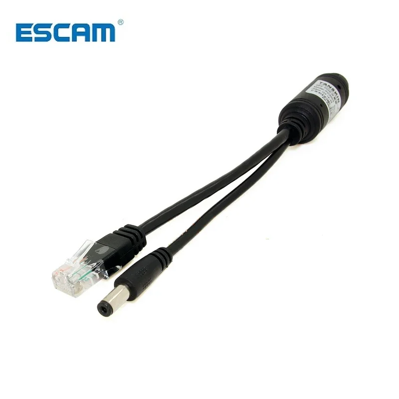 فاصل PoE مقاوم للماء 10/100 متر معيار IEEE 802.3af وطاقة إخراج 12V1A عبر إيثرنت لموصل كاميرا IP 5.5x2.1 مللي متر