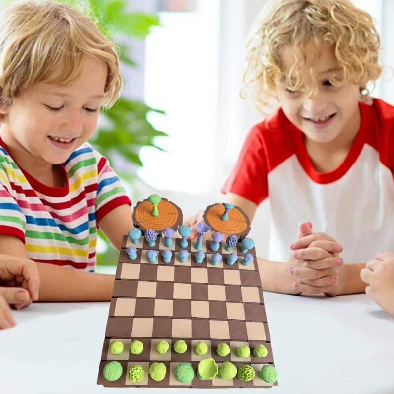 Magnetic Forest Mushrooms Chess Set Forest Chess Set Handcrafted Wooden Board Design 3D Game Chess Sets