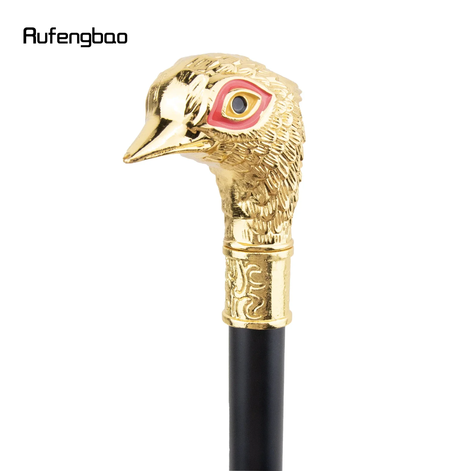 Golden Bird Head Red Eye Single Joint Fashion Walking Stick Decorative Vampire Cospaly Party Walking Cane Halloween Crosier 93cm