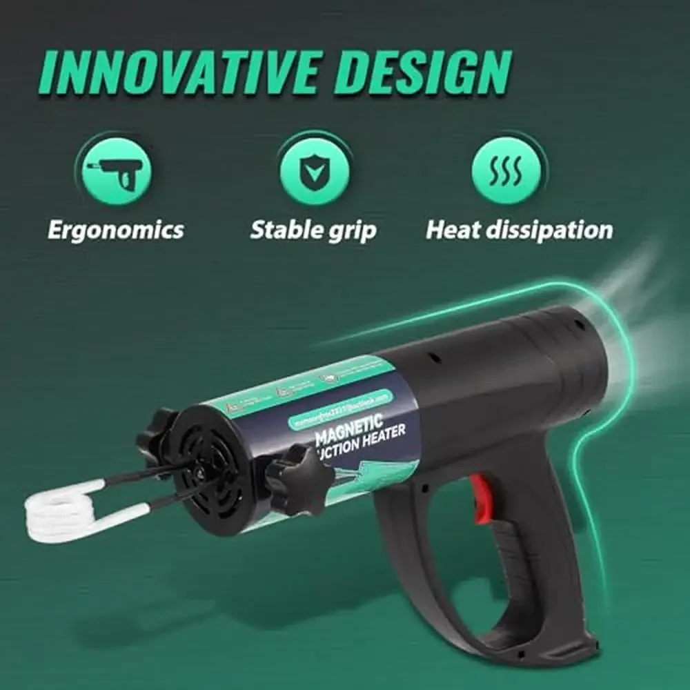Ferramenta aquecedora de parafuso de indução 1500W com 8 bobinas e caixa robusta, parafusos de porcas de aquecimento sem chama, aquecimento poderoso, bobinas de longa duração