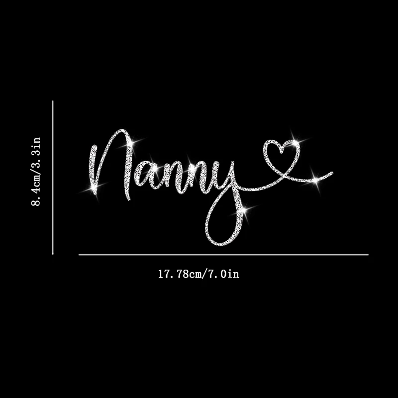 Sparkling Nanny With Heart Decals, Suitable for Decorating Glass Doors and Windows, BedroomDoors, Wall Sticker, Car Sticker