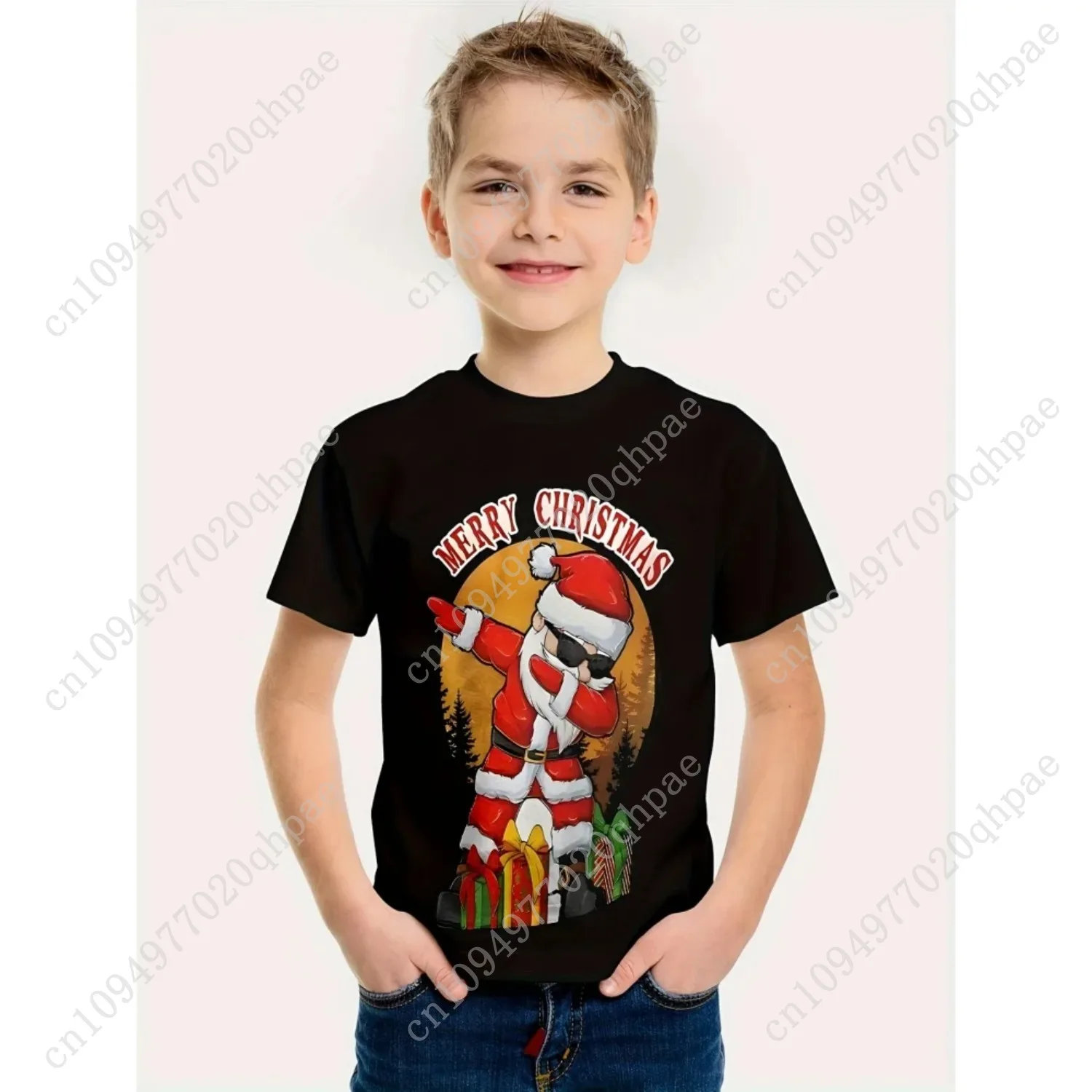 الأطفال تي شيرت سانتا كلوز عيد الميلاد طباعة فتاة الملابس لطيف الكرتون البلوز تيز الصبي بلايز موضة هدية ملابس الأطفال